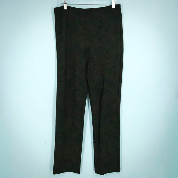 Joseph Ribkoff Size 12 Black Monochrome Paisley Print Straight Leg Knit Pants - Picture 1 of 5
